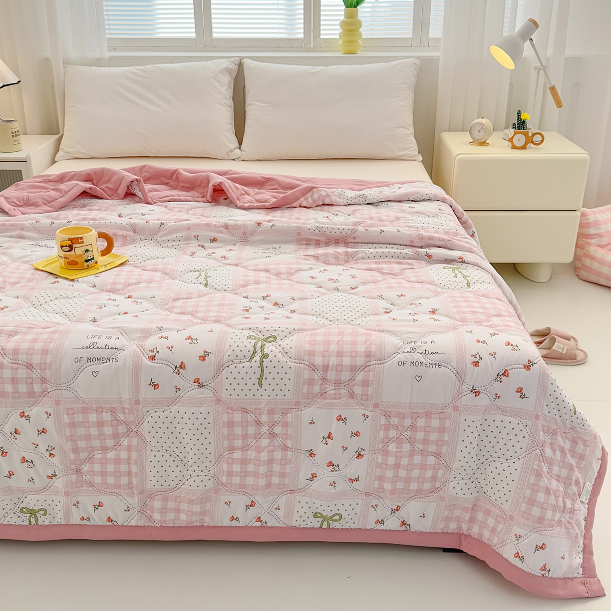 91家纺网 家纺一手货源 找家纺 悦织湾家纺 2026新款超声波夏凉被印花水洗棉夏被供货批发赠品礼品被便宜夏被 拼拼乐