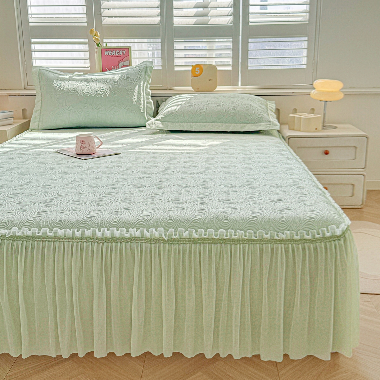 91家纺网 家纺一手货源 找家纺 （总）席都凉席工厂店 2026年款玫瑰提花凉感豆豆席云感亲肤可水洗夏凉软席床裙款-云柔玫瑰