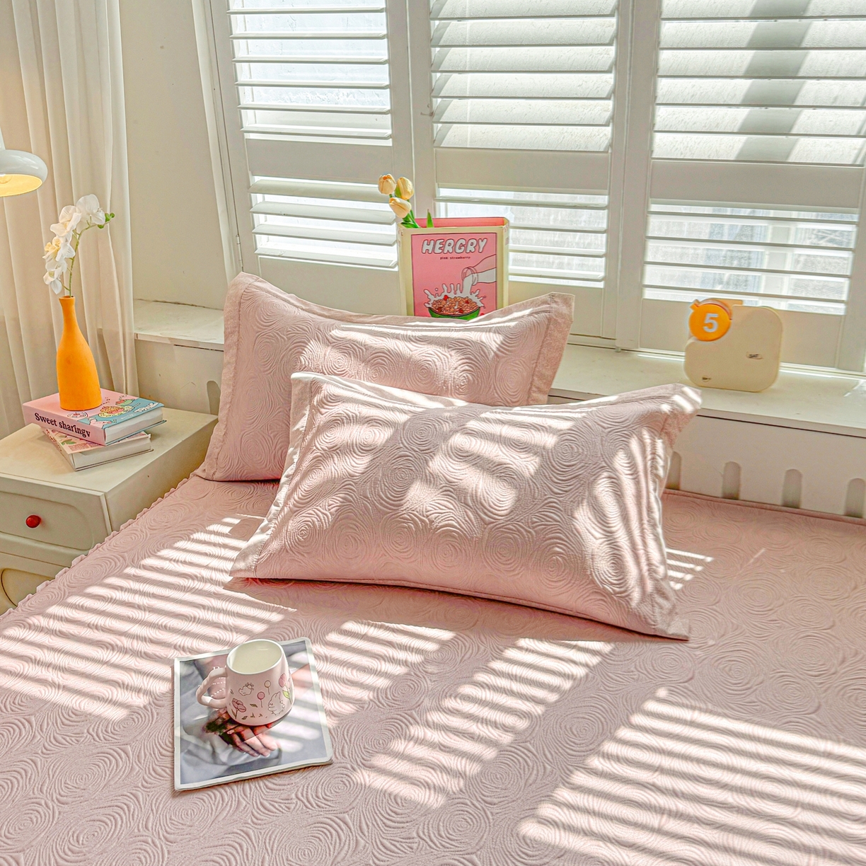 91家纺网 家纺一手货源 找家纺 席都凉席工厂店 2026年款玫瑰提花凉感豆豆席云感亲肤可水洗夏凉软席床裙款-云柔玫瑰 云柔玫瑰-樱花粉床裙款