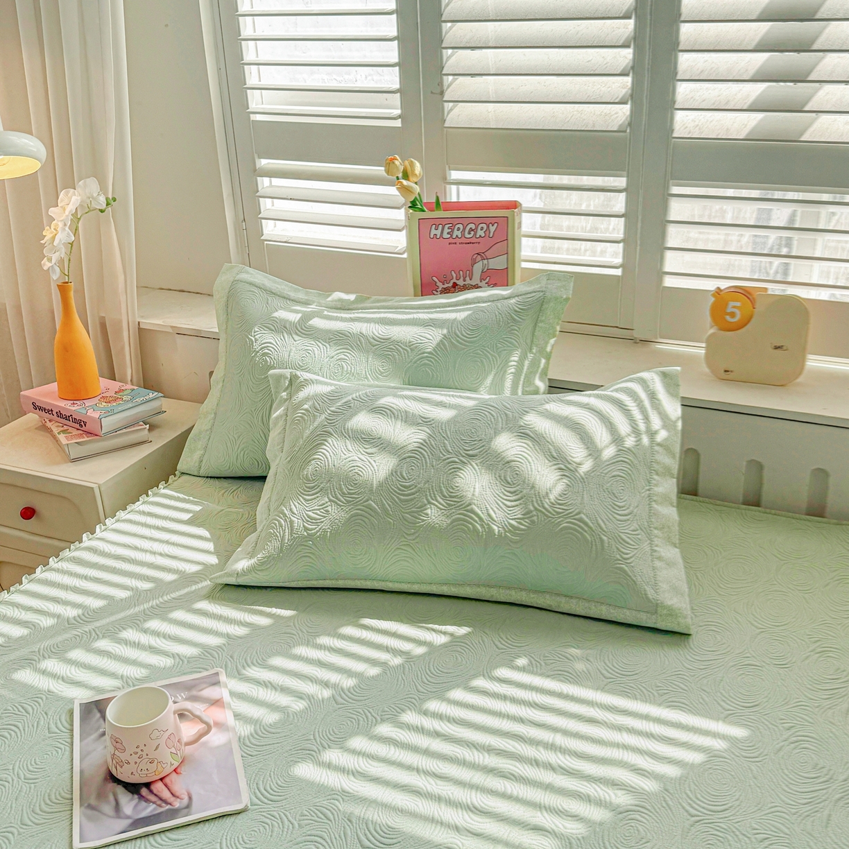 91家纺网 家纺一手货源 找家纺 席都凉席工厂店 2026年款玫瑰提花凉感豆豆席云感亲肤可水洗夏凉软席床裙款-云柔玫瑰 云柔玫瑰-薄荷绿床裙款