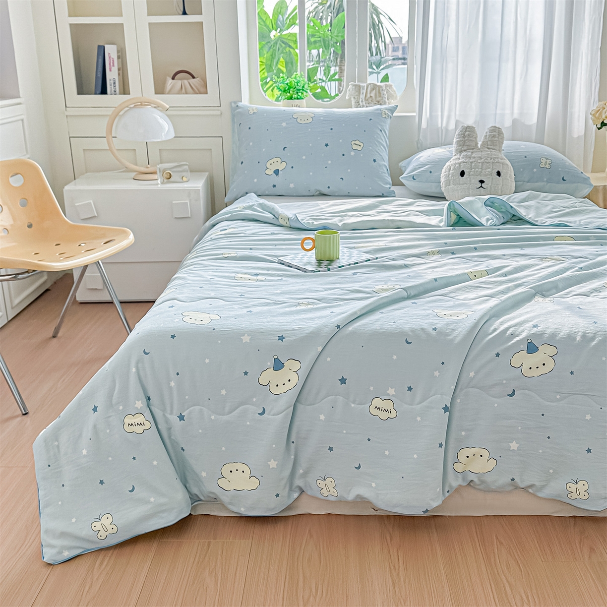 91家纺网 家纺一手货源 找家纺 招财星家纺 2026新款A类水洗棉皱绉纱夏被空调被印花夏凉被子被芯（带质检报告买家秀） 星空熊