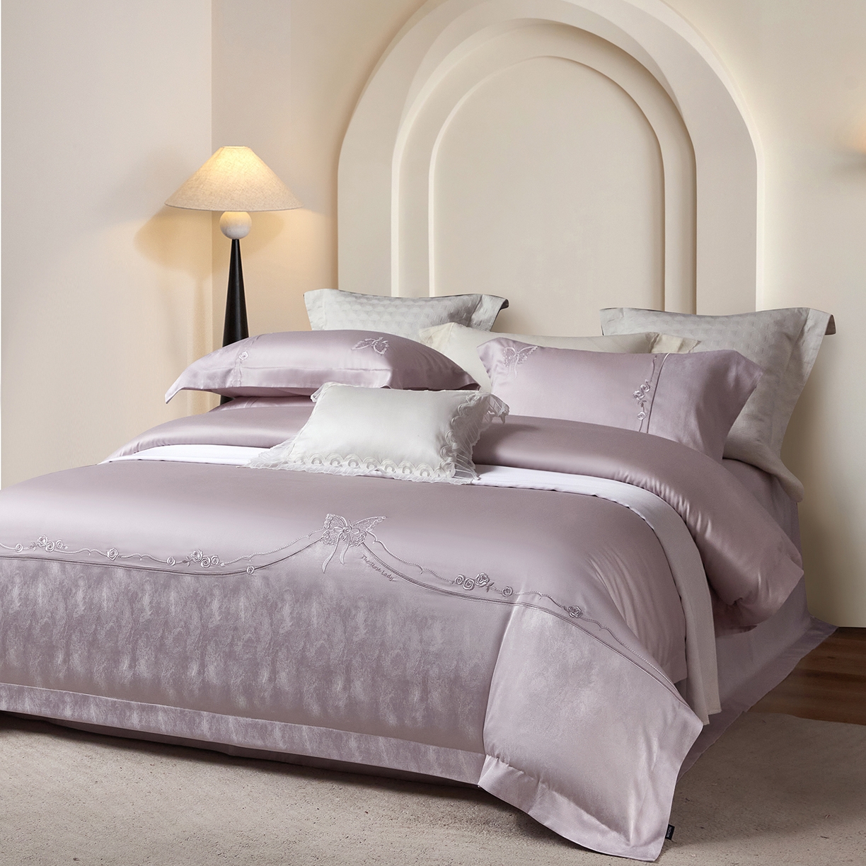 蒂爵 2026新款天丝棉提花四件套 优雅紫