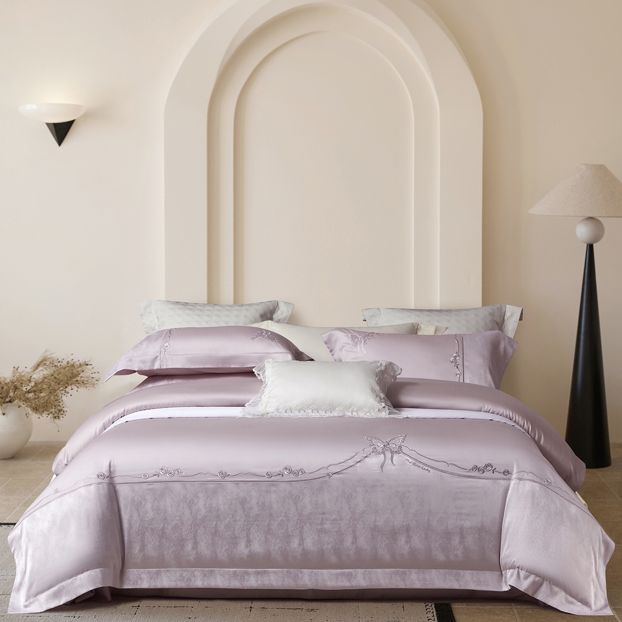 91家纺网 家纺一手货源 找家纺 蒂爵 2026新款天丝棉提花四件套 优雅紫