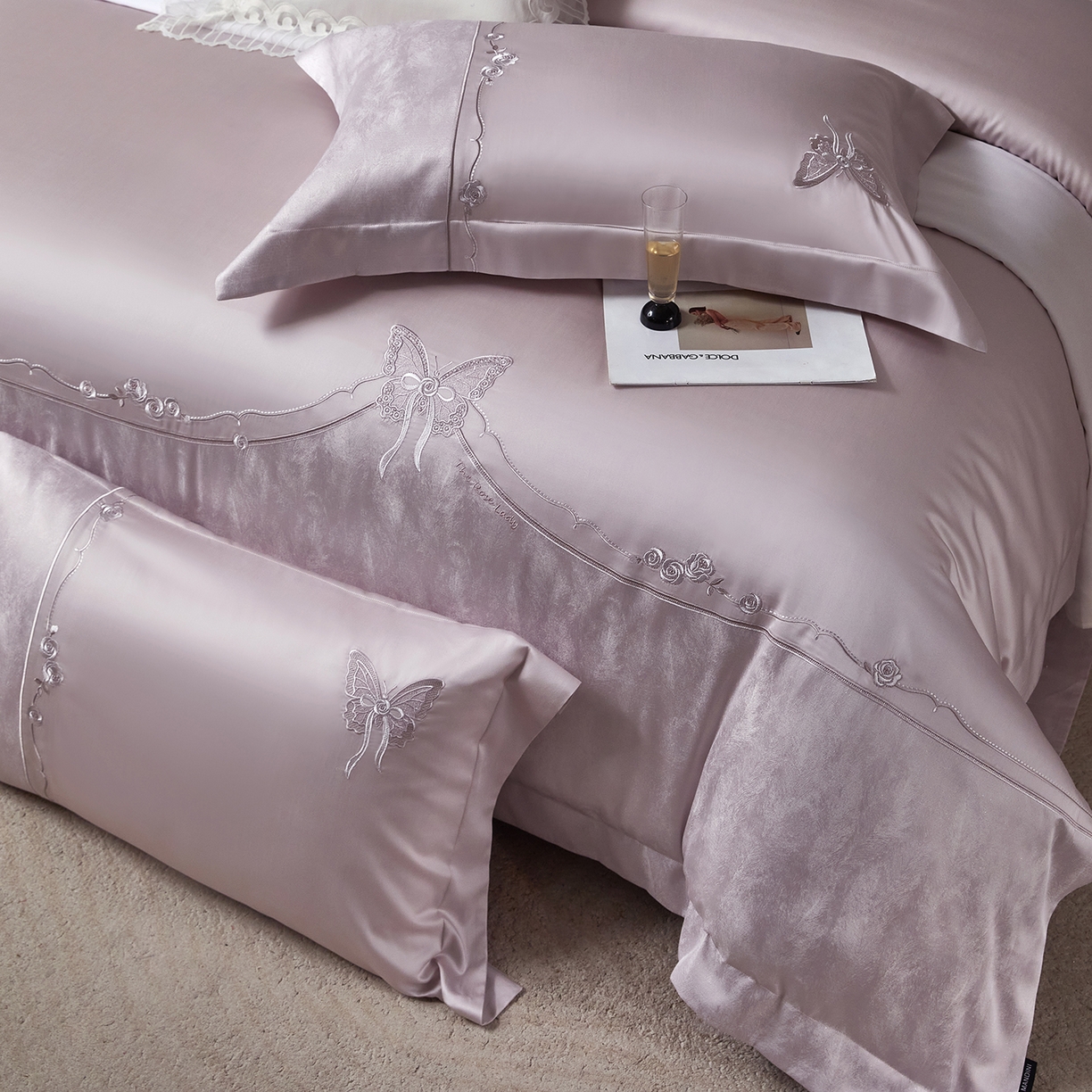 91家纺网 家纺一手货源 找家纺 蒂爵 2026新款天丝棉提花四件套 优雅紫