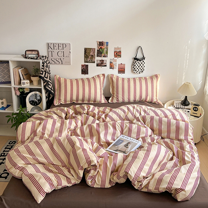 91家纺网 家纺一手货源 找家纺 朵朵家纺 2025新款芦荟棉亲肤印花系列被套单件-单被套 焦糖棕