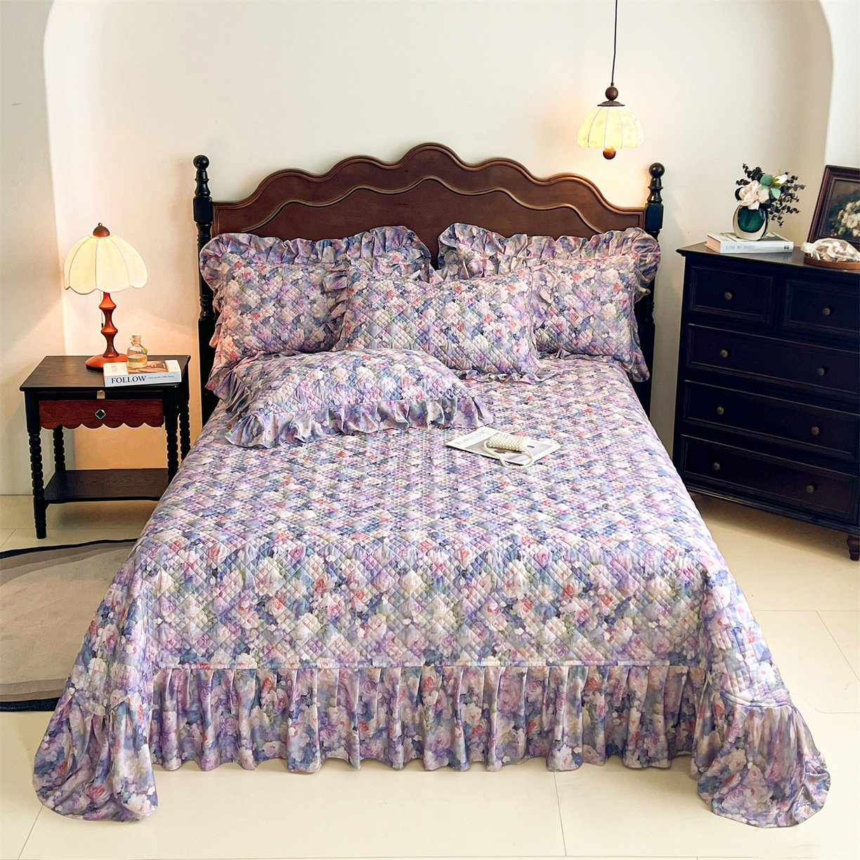 91家纺网 家纺一手货源 找家纺 （总）宜凡 2026新款莱赛尔夹棉床盖单件床盖三件套