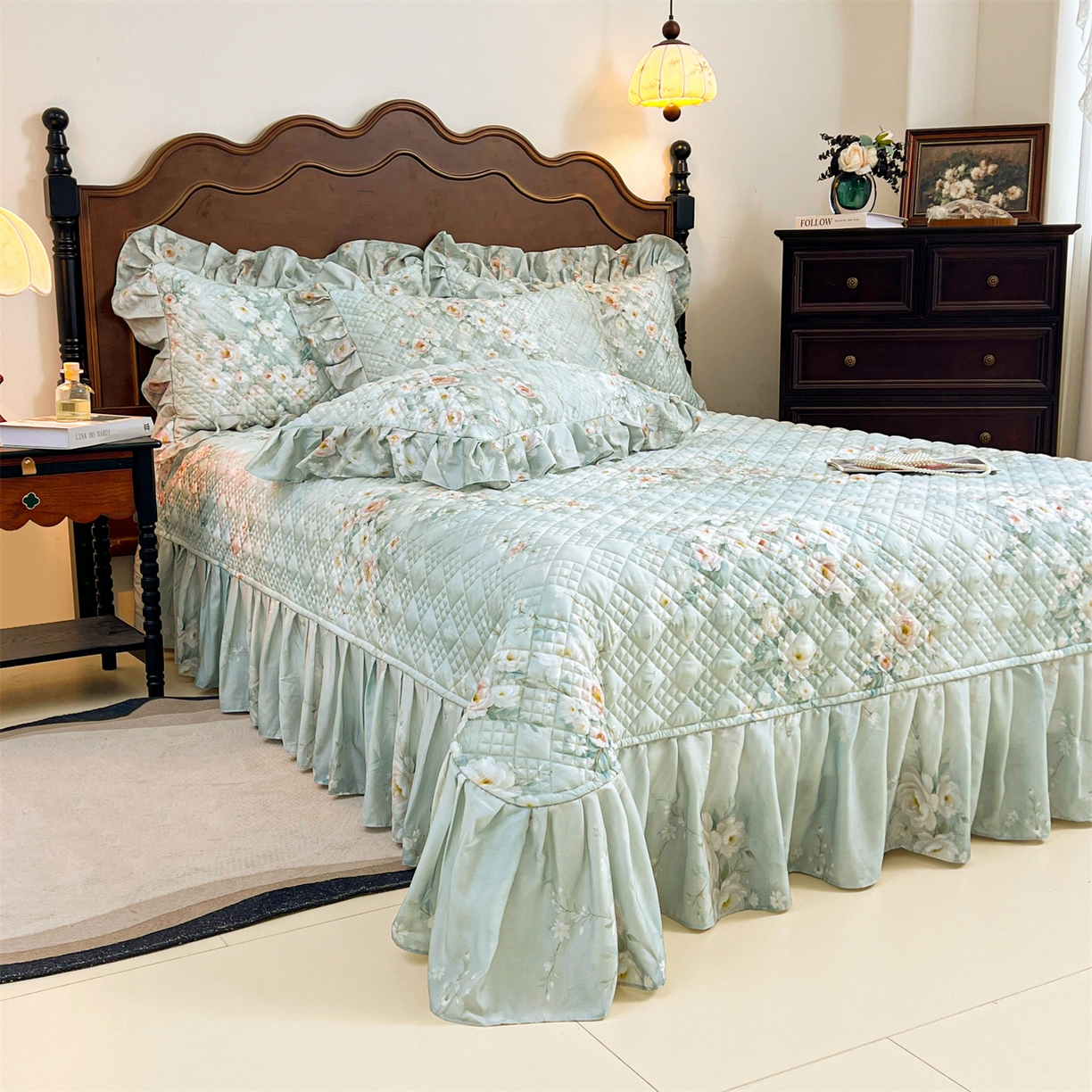 91家纺网 家纺一手货源 找家纺 （总）宜凡 2026新款莱赛尔夹棉床盖单件床盖三件套