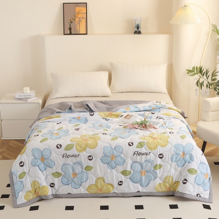 悦织湾家纺 2026新款超声波夏凉被印花水洗棉夏被供货批发赠品礼品被便宜夏被 甜美花香