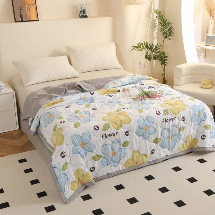 91家纺网 家纺一手货源 找家纺 悦织湾家纺 2026新款超声波夏凉被印花水洗棉夏被供货批发赠品礼品被便宜夏被 甜美花香