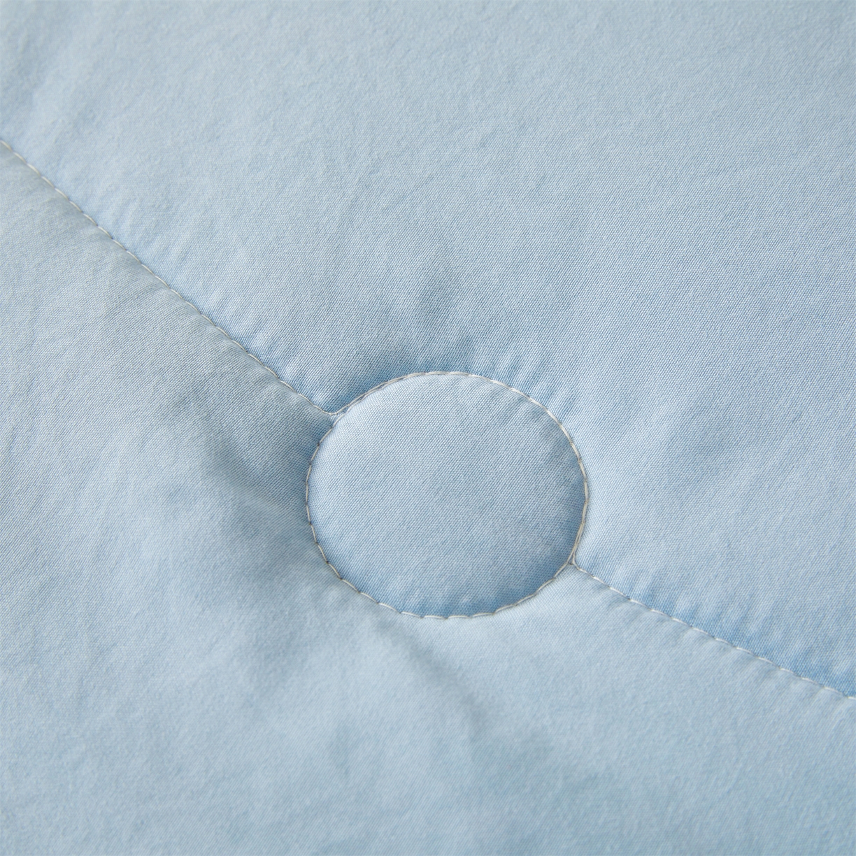 91家纺网 家纺一手货源 找家纺 罗布斯 2026新款简约纯色风水洗棉双拼夏被新疆棉花被夏凉被空调被(买家秀加微） 天空蓝拼灰