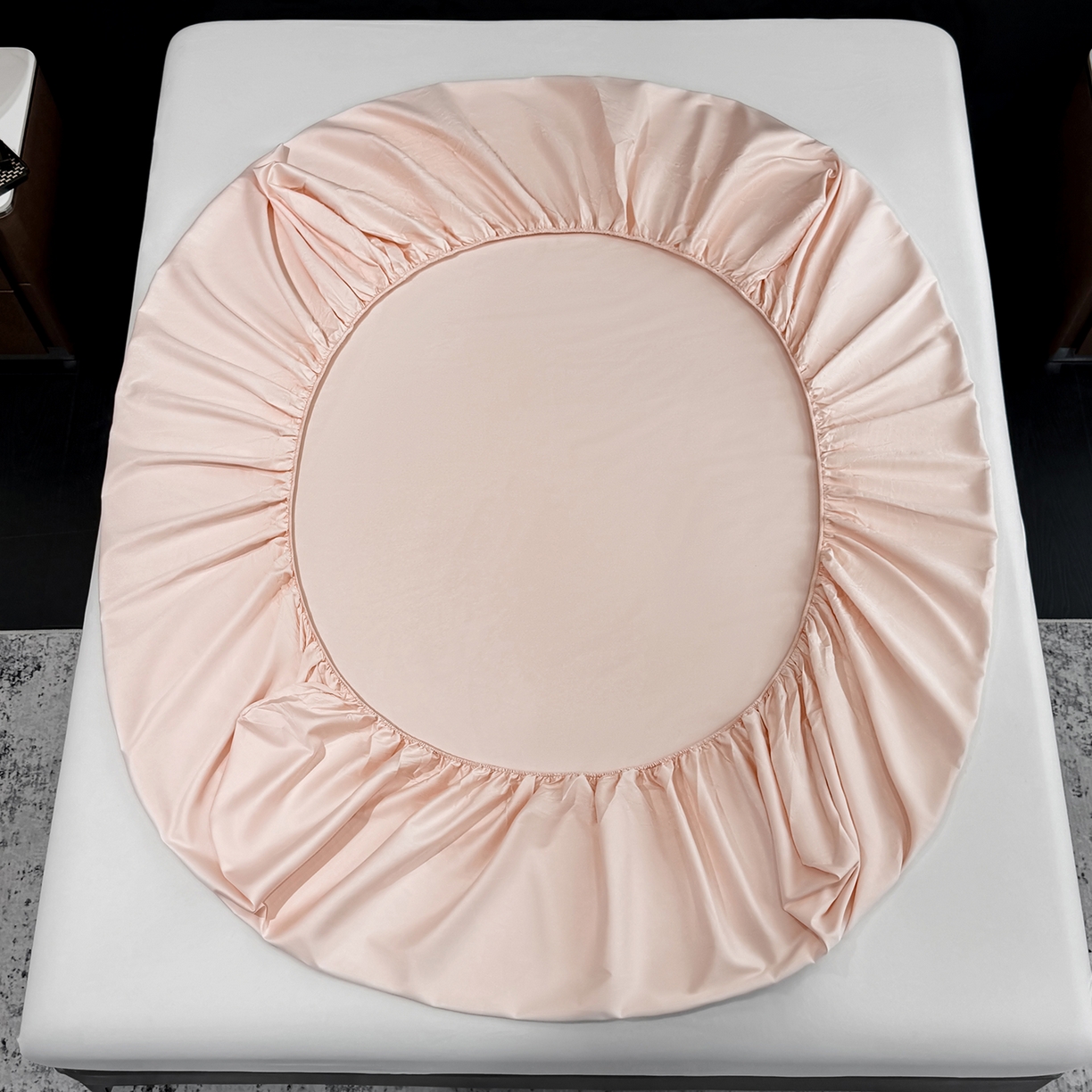 91家纺网 家纺一手货源 找家纺 （总）莱势 2026新品100支全棉纯棉50x50s贡缎长绒棉纯色素色单品床单 床笠 枕套