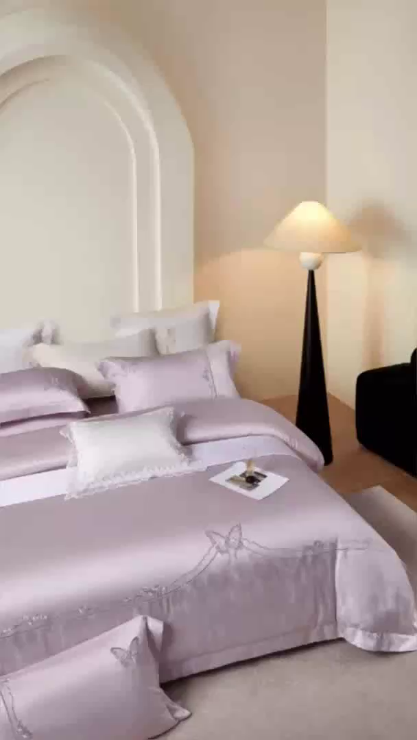 91家纺网 家纺一手货源 找家纺 蒂爵 2026新款天丝棉提花四件套 优雅紫