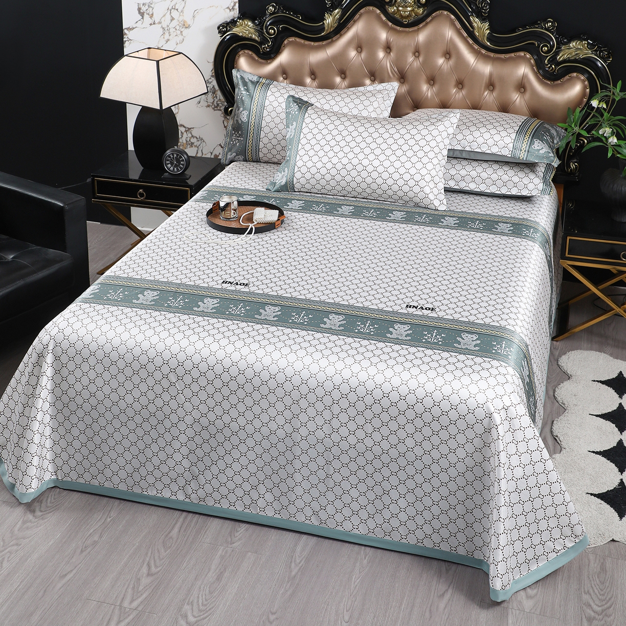 91家纺网 家纺一手货源 找家纺 （总）悦织湾家纺 2026新款印花冰丝席三件套斜纹加厚冰丝凉席套件可机洗可折叠夏凉席子