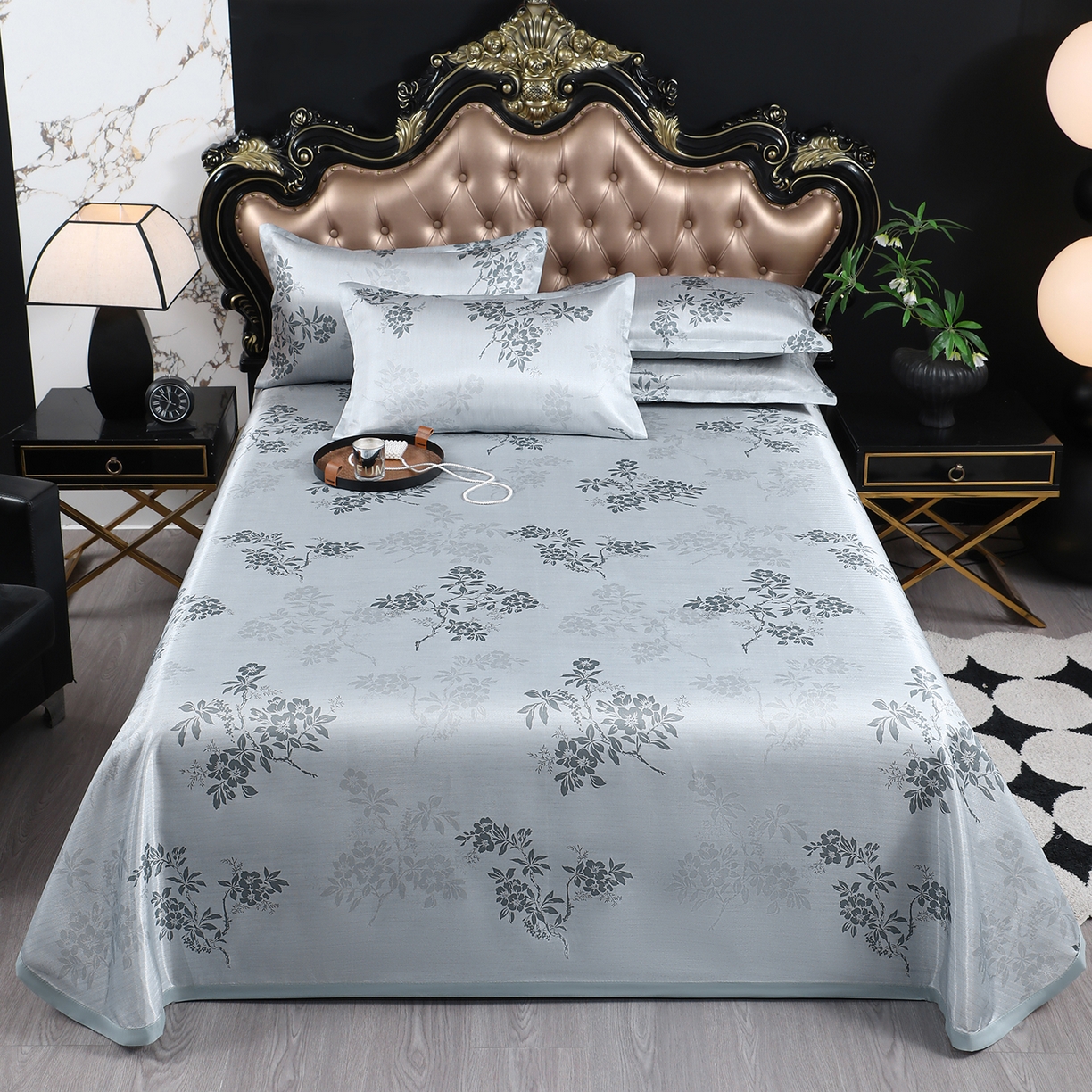 91家纺网 家纺一手货源 找家纺 （总）悦织湾家纺 2026新款印花冰丝席三件套斜纹加厚冰丝凉席套件可机洗可折叠夏凉席子