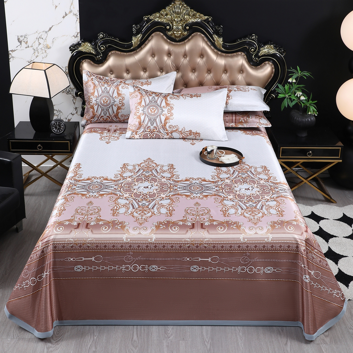 91家纺网 家纺一手货源 找家纺 （总）悦织湾家纺 2026新款印花冰丝席三件套斜纹加厚冰丝凉席套件可机洗可折叠夏凉席子