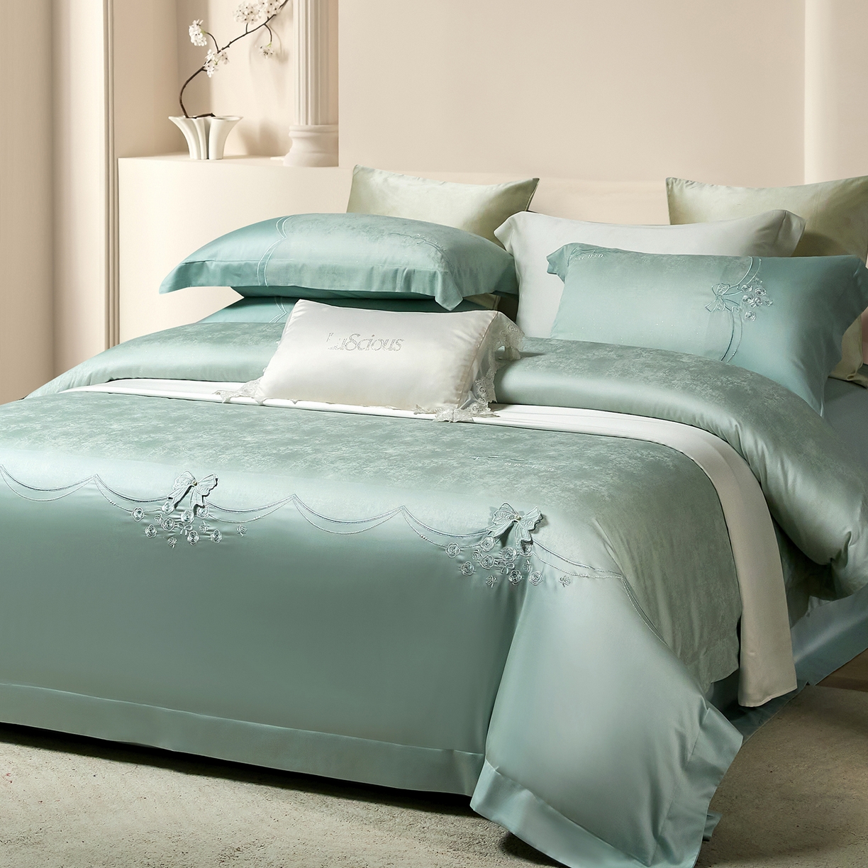 蒂爵 2026新款天丝棉提花四件套 柔光兰