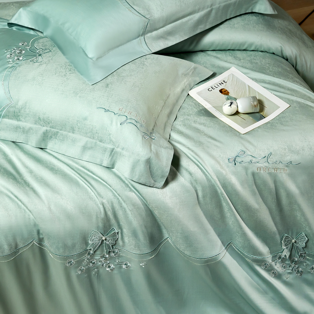 91家纺网 家纺一手货源 找家纺 蒂爵 2026新款天丝棉提花四件套 柔光兰