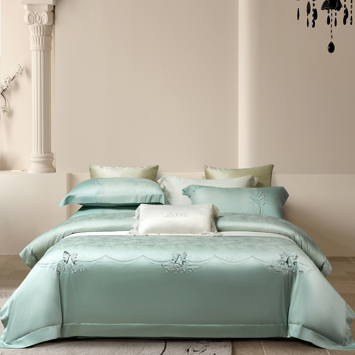 91家纺网 家纺一手货源 找家纺 蒂爵 2026新款天丝棉提花四件套 柔光兰