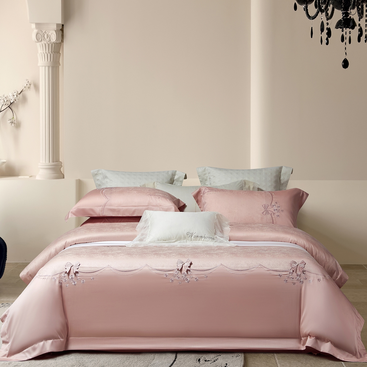 91家纺网 家纺一手货源 找家纺 （总）蒂爵 2026新款天丝棉提花四件套 赛琳娜系列