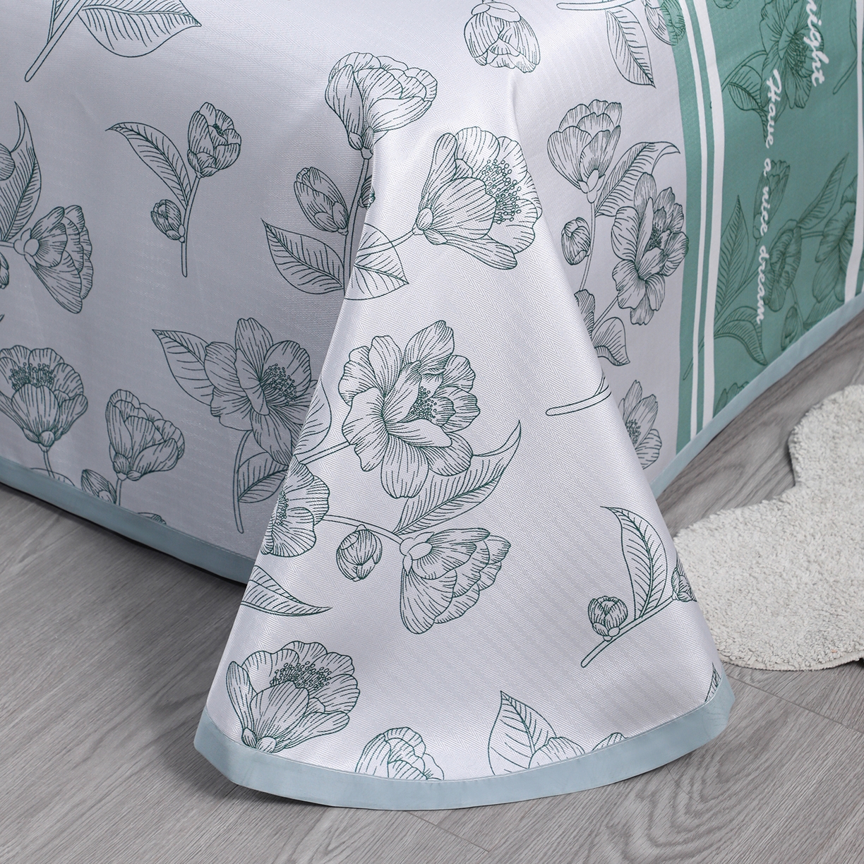 91家纺网 家纺一手货源 找家纺 悦织湾家纺 2026新款印花冰丝席三件套斜纹加厚冰丝凉席套件可机洗可折叠夏凉席子 浪漫夜雨