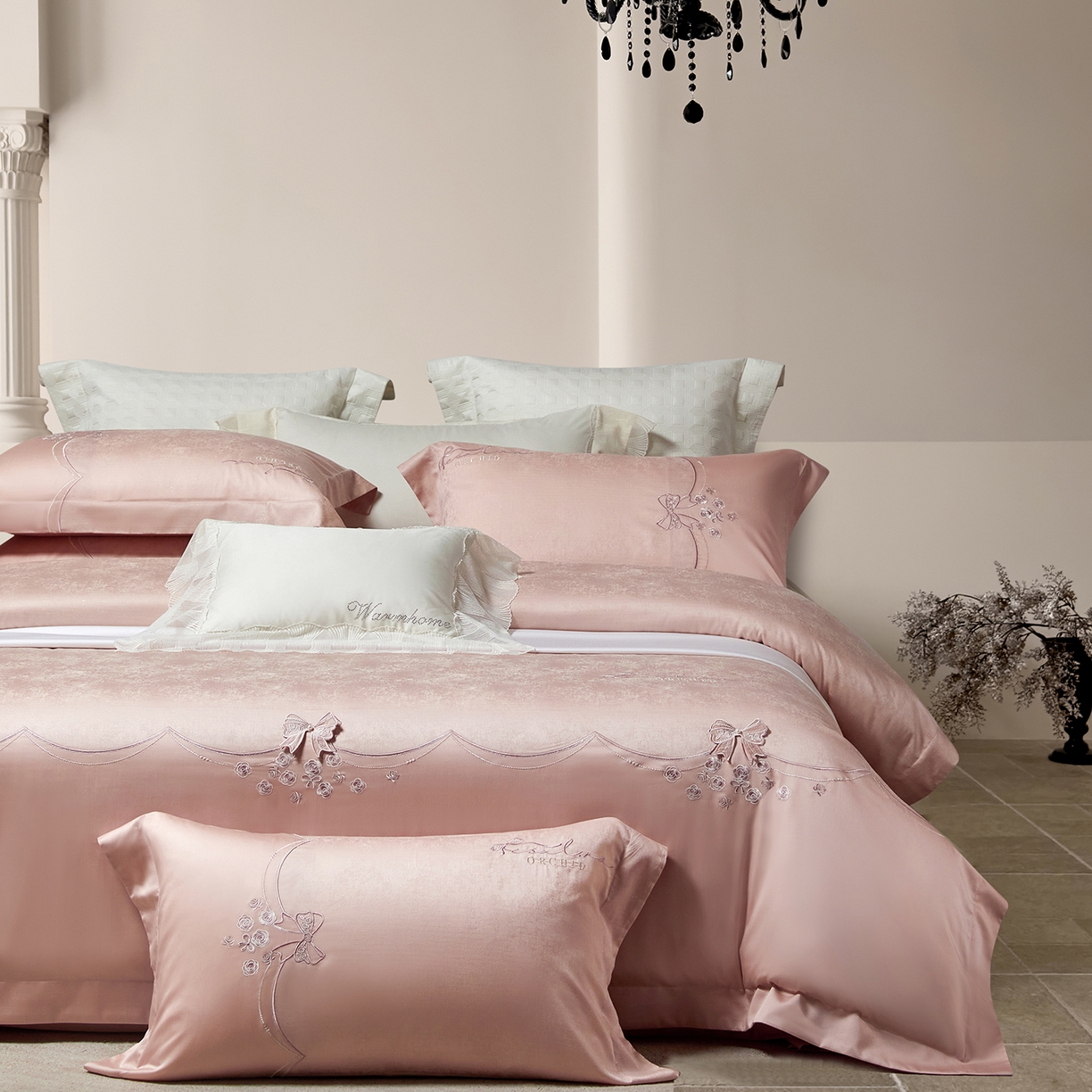 91家纺网 家纺一手货源 找家纺 （总）蒂爵 2026新款天丝棉提花四件套 赛琳娜系列