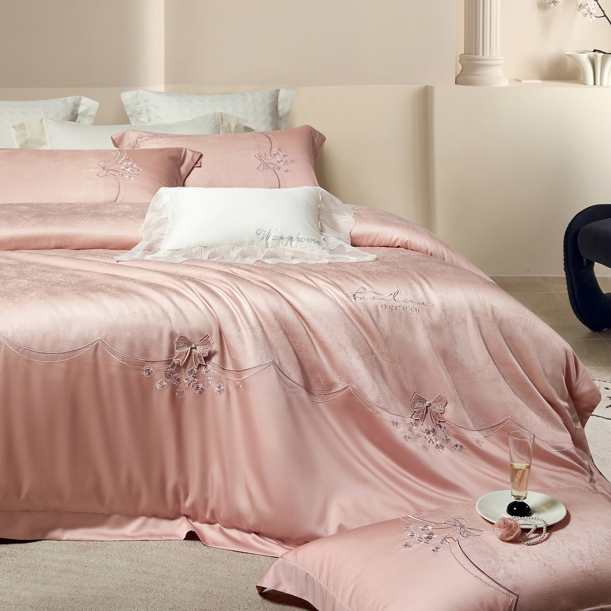 91家纺网 家纺一手货源 找家纺 （总）蒂爵 2026新款天丝棉提花四件套 赛琳娜系列