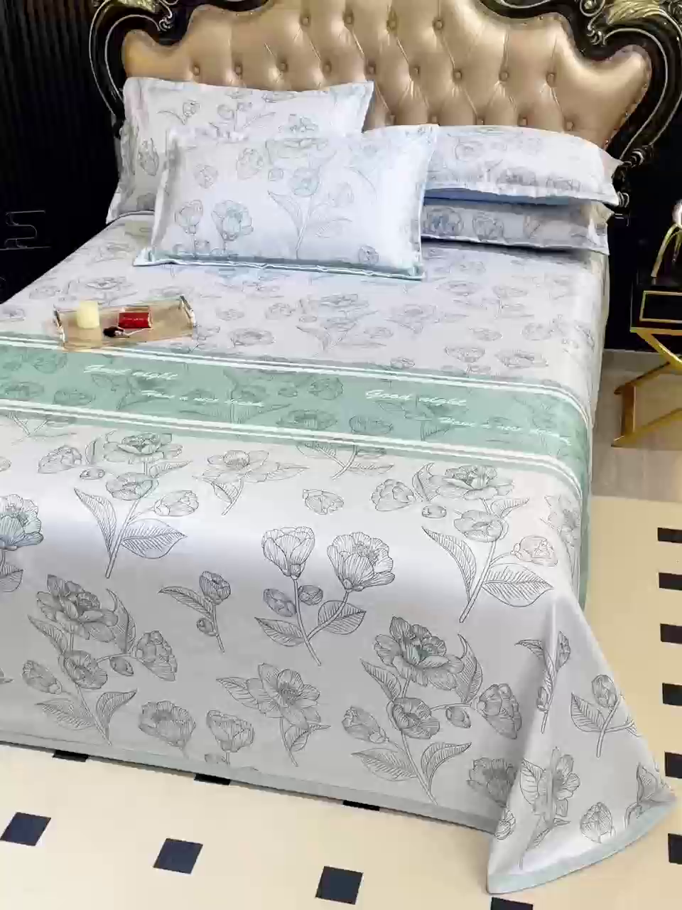 91家纺网 家纺一手货源 找家纺 悦织湾家纺 2026新款印花冰丝席三件套斜纹加厚冰丝凉席套件可机洗可折叠夏凉席子 浪漫夜雨