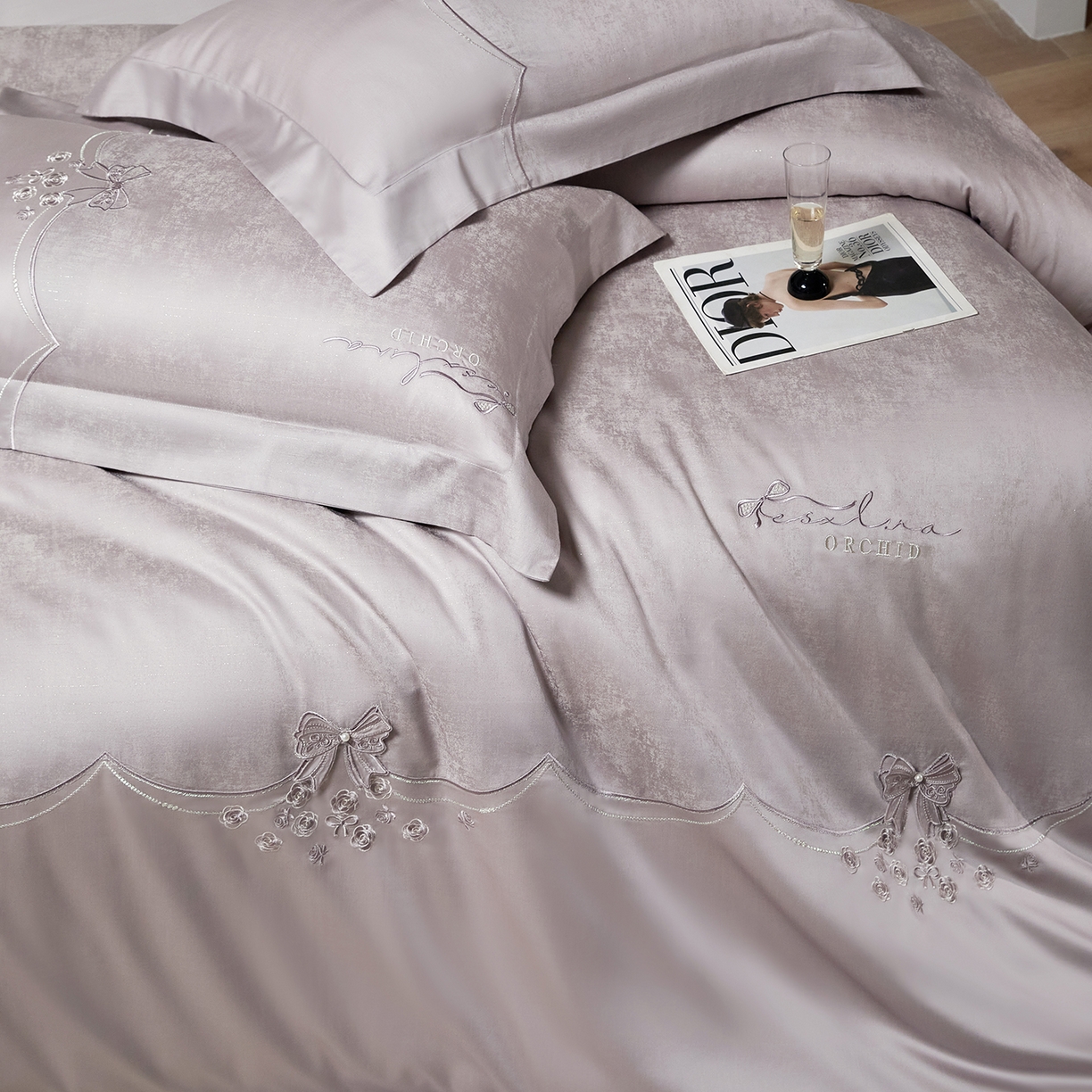 91家纺网 家纺一手货源 找家纺 蒂爵 2026新款天丝棉提花四件套 时尚灰