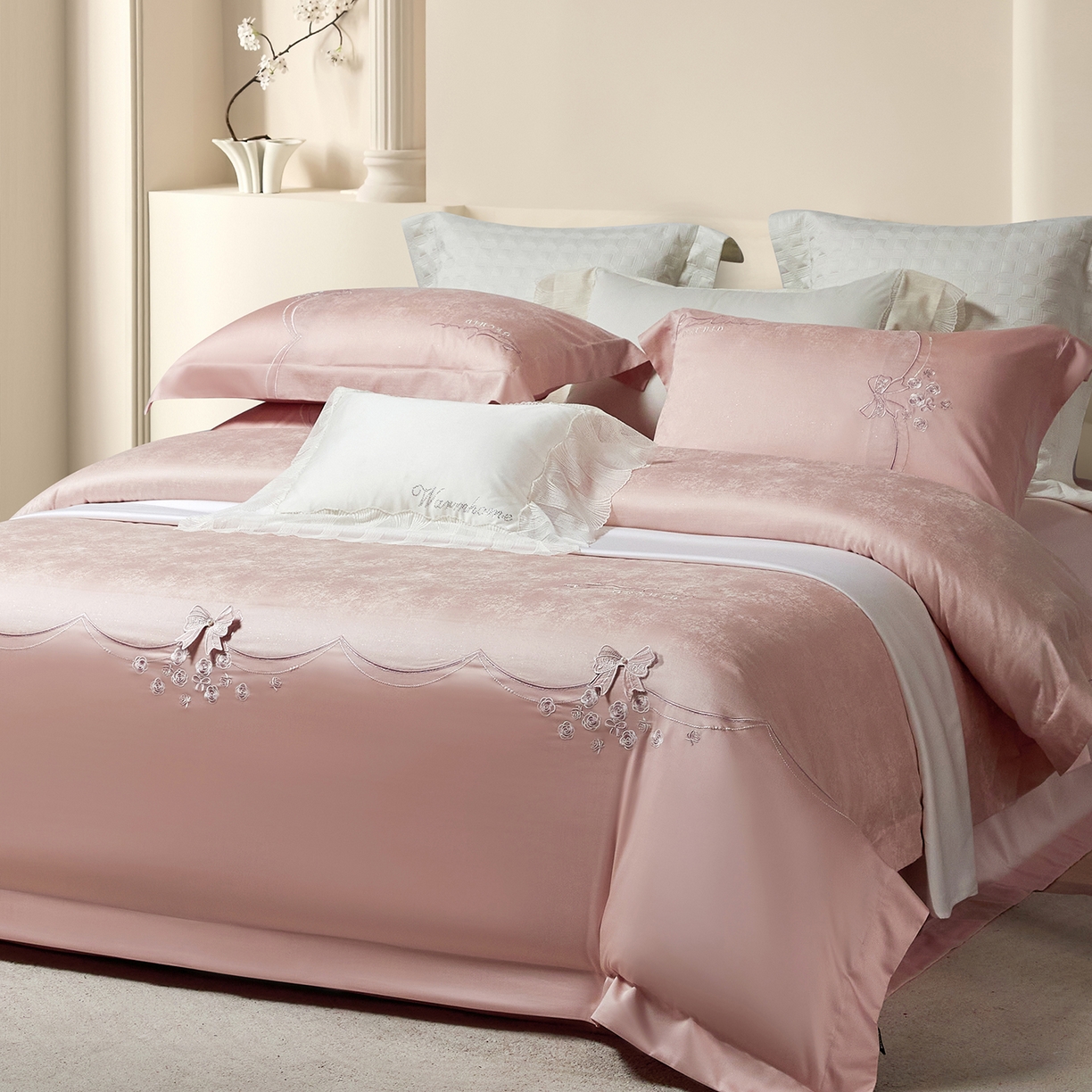 91家纺网 家纺一手货源 找家纺 （总）蒂爵 2026新款天丝棉提花四件套 赛琳娜系列