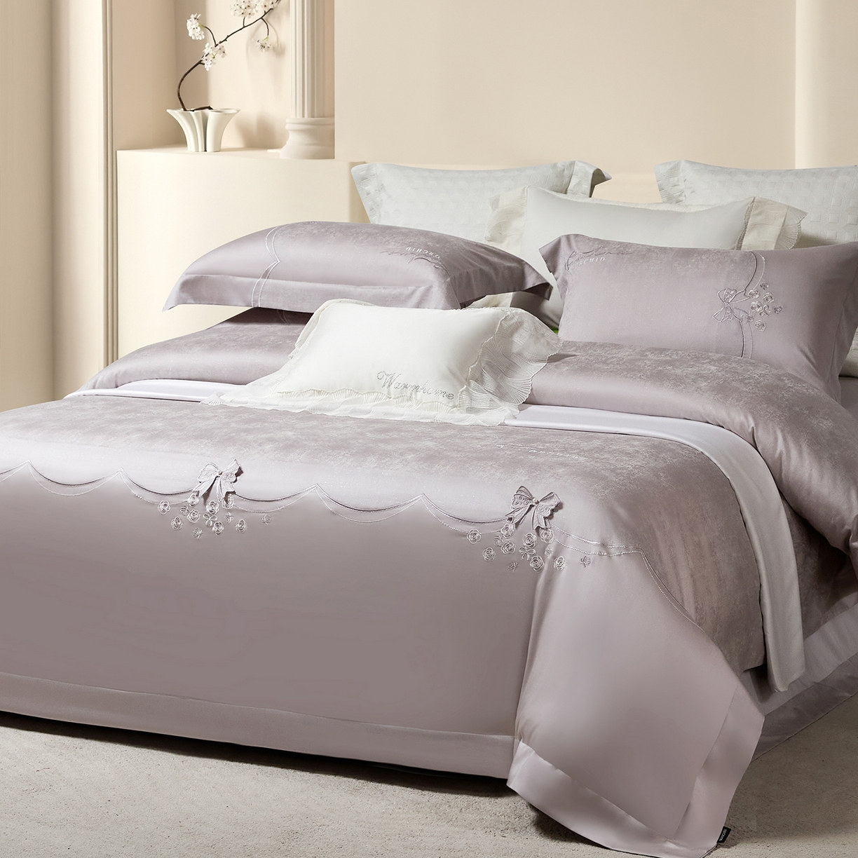 91家纺网 家纺一手货源 找家纺 （总）蒂爵 2026新款天丝棉提花四件套 赛琳娜系列