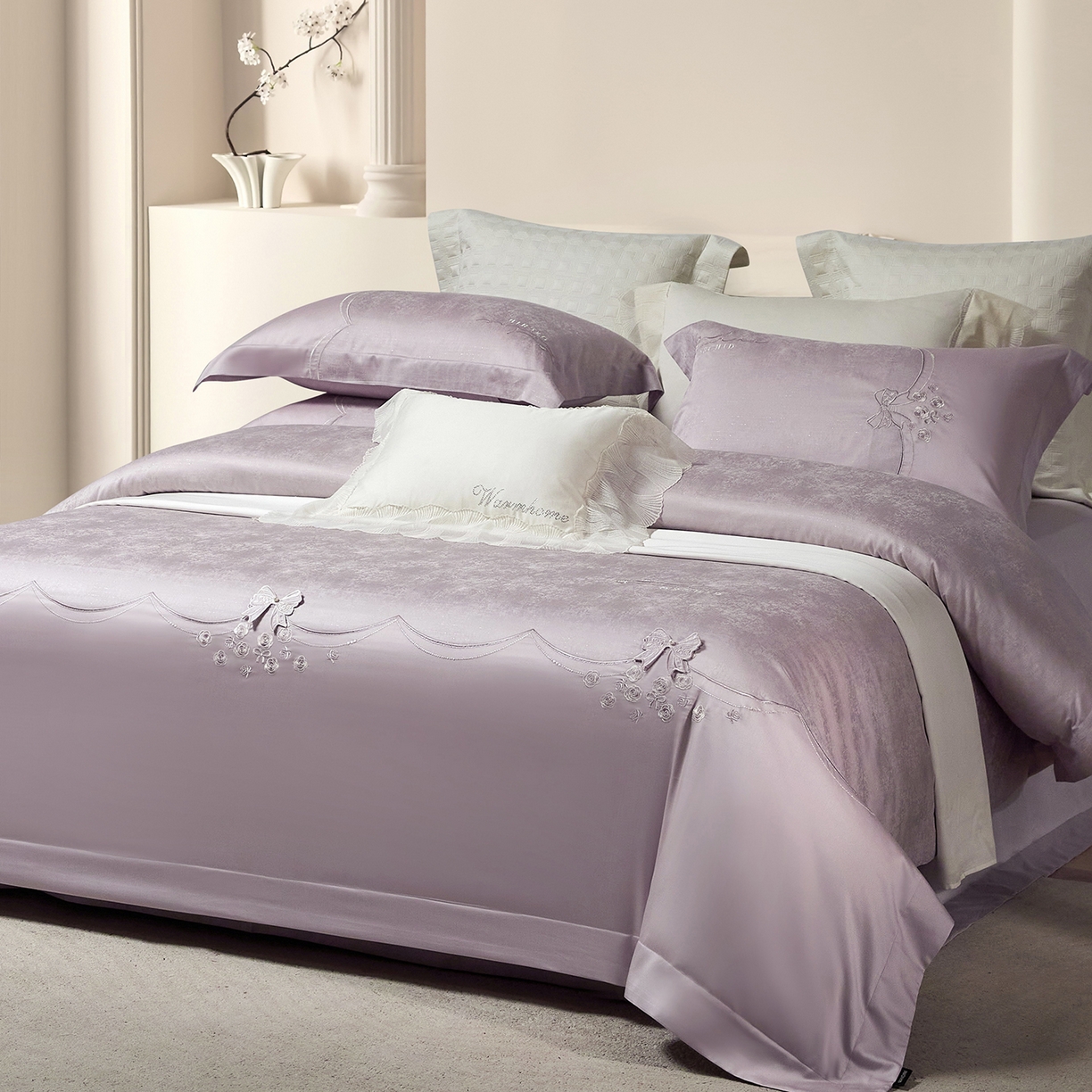 91家纺网 家纺一手货源 找家纺 （总）蒂爵 2026新款天丝棉提花四件套 赛琳娜系列