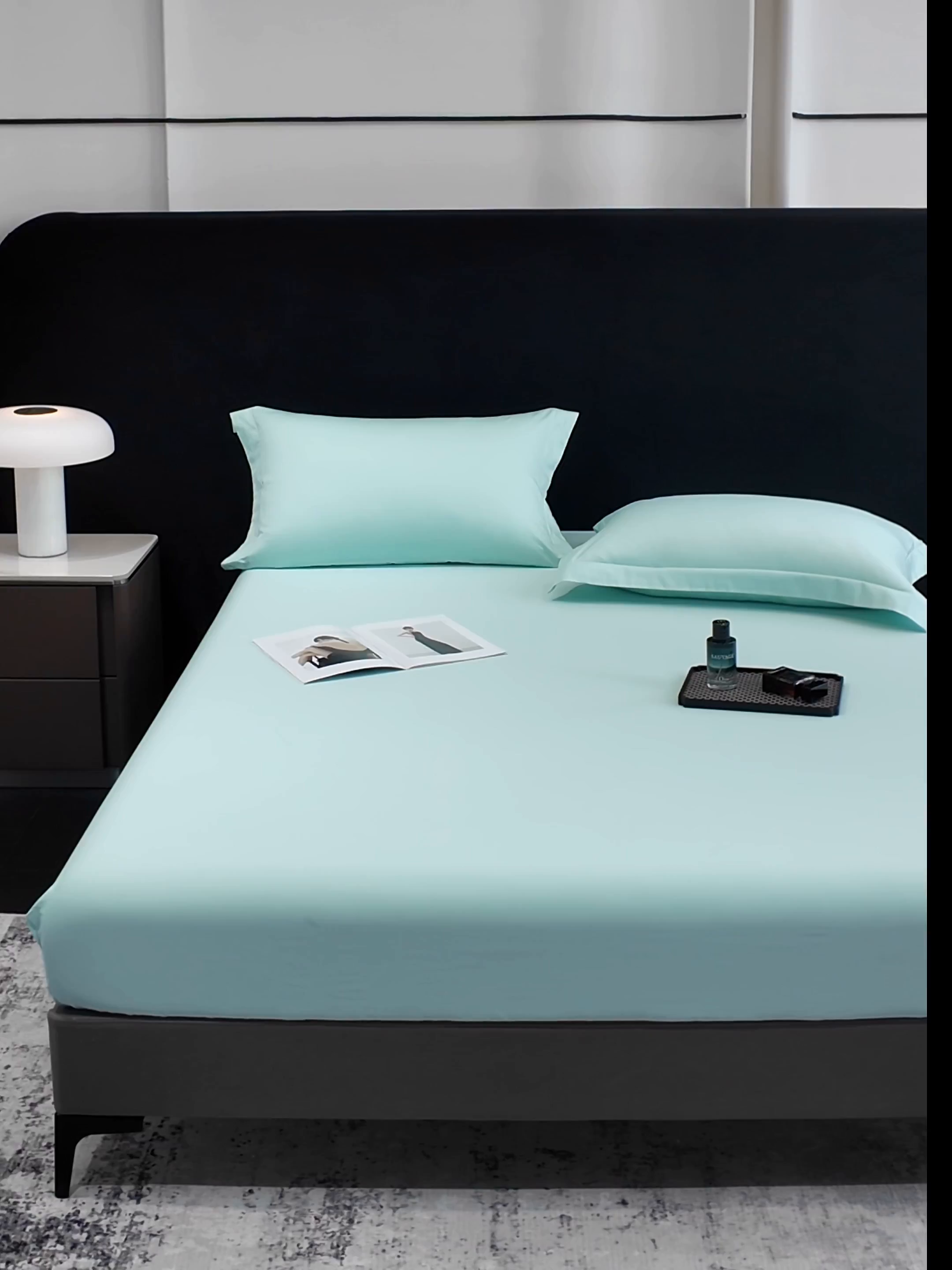 91家纺网 家纺一手货源 找家纺 莱势 2026新品100支全棉纯棉50x50s贡缎长绒棉纯色素色单品床单 床笠 枕套 绿野仙踪