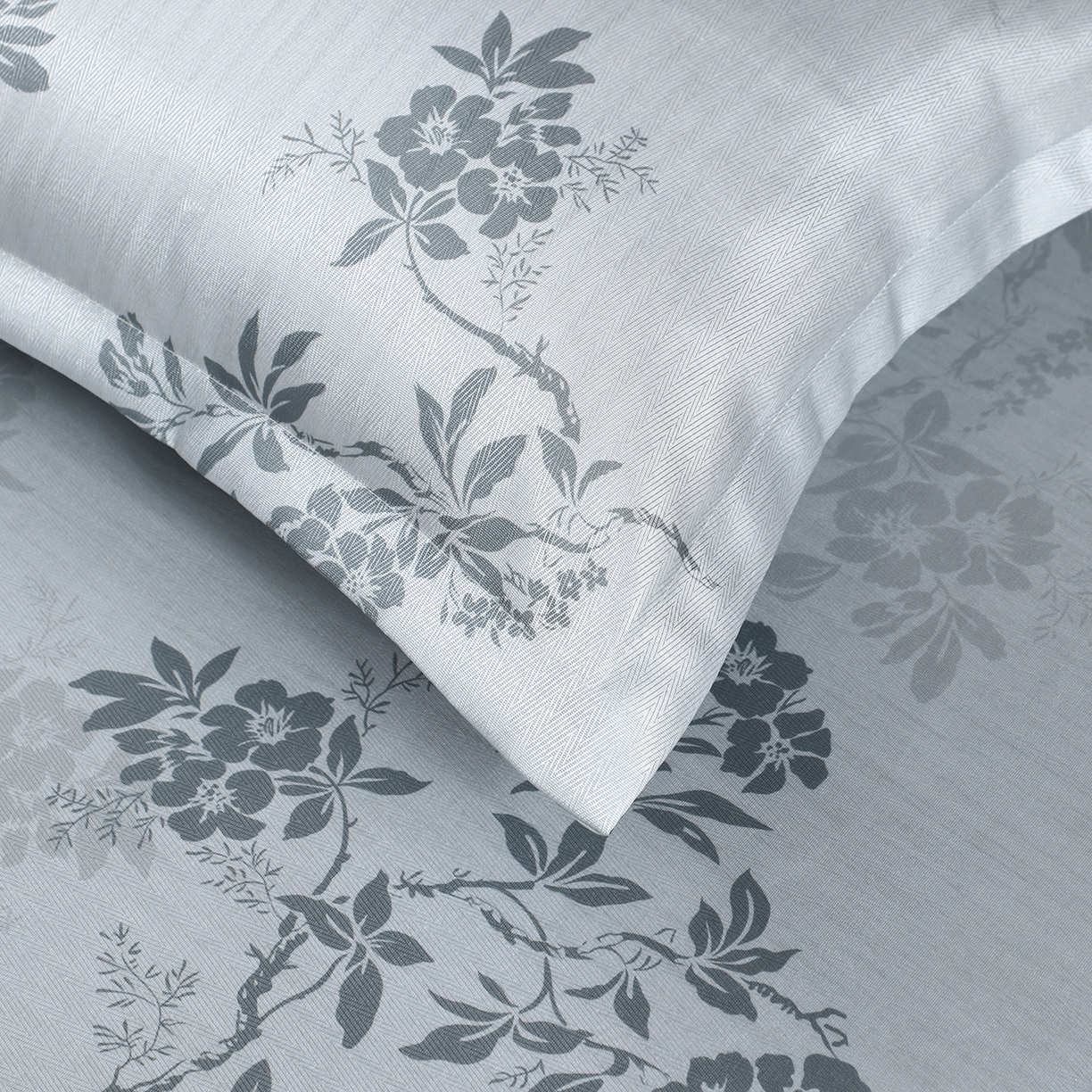 91家纺网 家纺一手货源 找家纺 悦织湾家纺 2026新款印花冰丝席三件套斜纹加厚冰丝凉席套件可机洗可折叠夏凉席子 山茶花