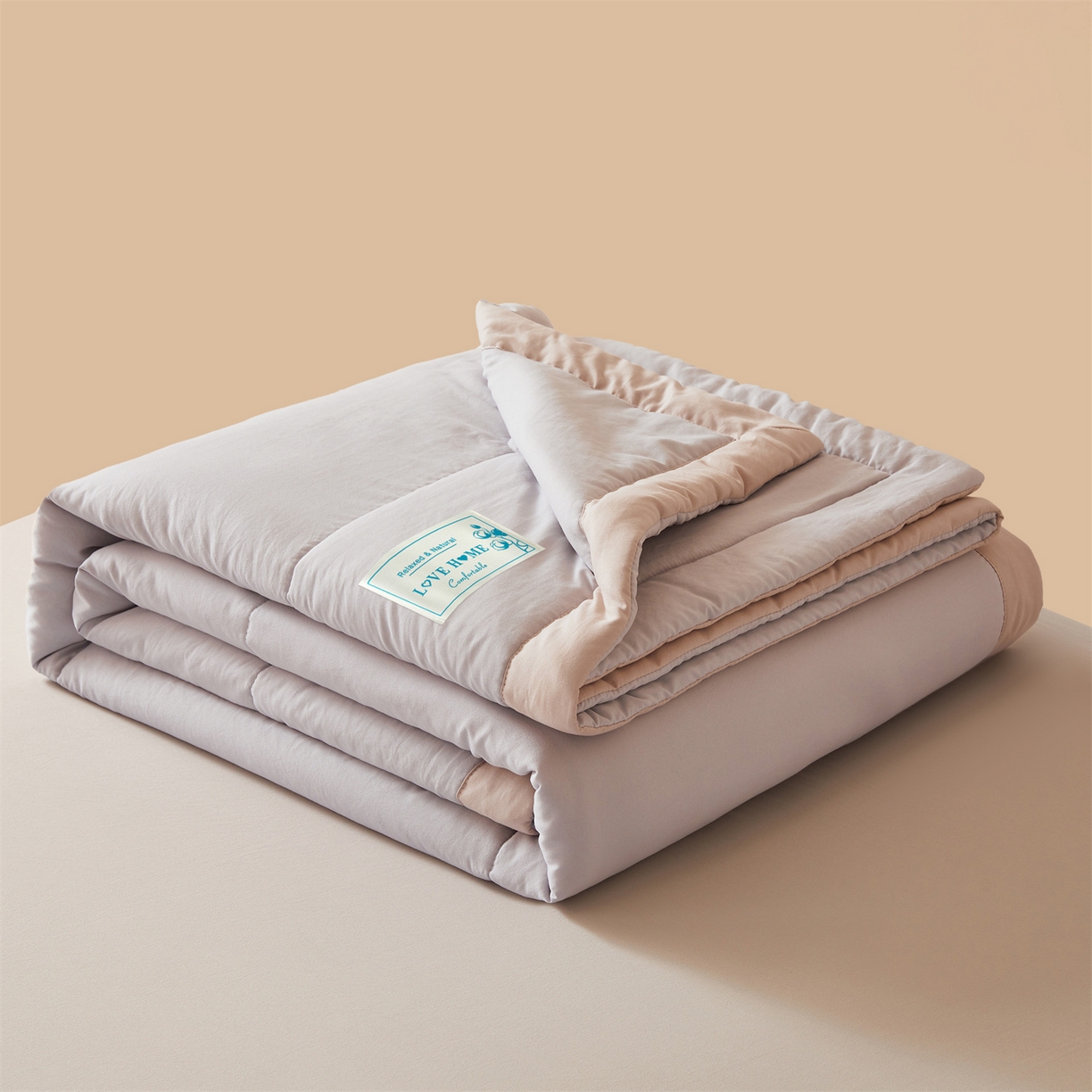 91家纺网 家纺一手货源 找家纺 罗布斯 2026新款简约纯色风水洗棉双拼夏被新疆棉花被夏凉被空调被(买家秀加微） 月光灰