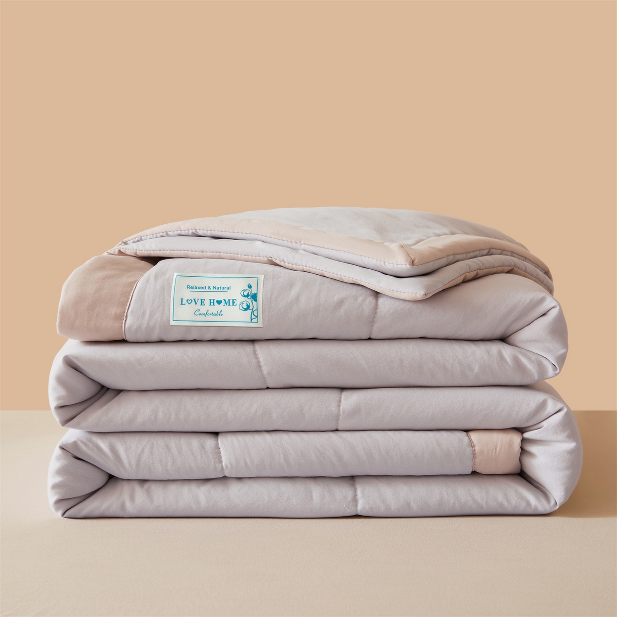 91家纺网 家纺一手货源 找家纺 罗布斯 2026新款简约纯色风水洗棉双拼夏被新疆棉花被夏凉被空调被(买家秀加微） 月光灰