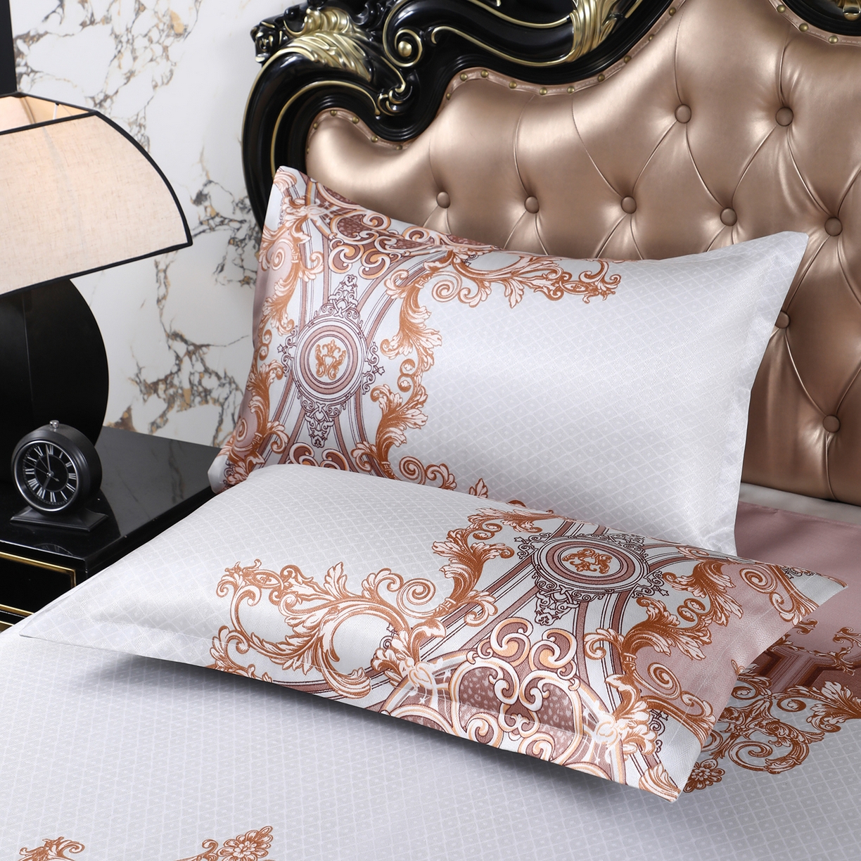 91家纺网 家纺一手货源 找家纺 悦织湾家纺 2026新款印花冰丝席三件套斜纹加厚冰丝凉席套件可机洗可折叠夏凉席子 西欧风情