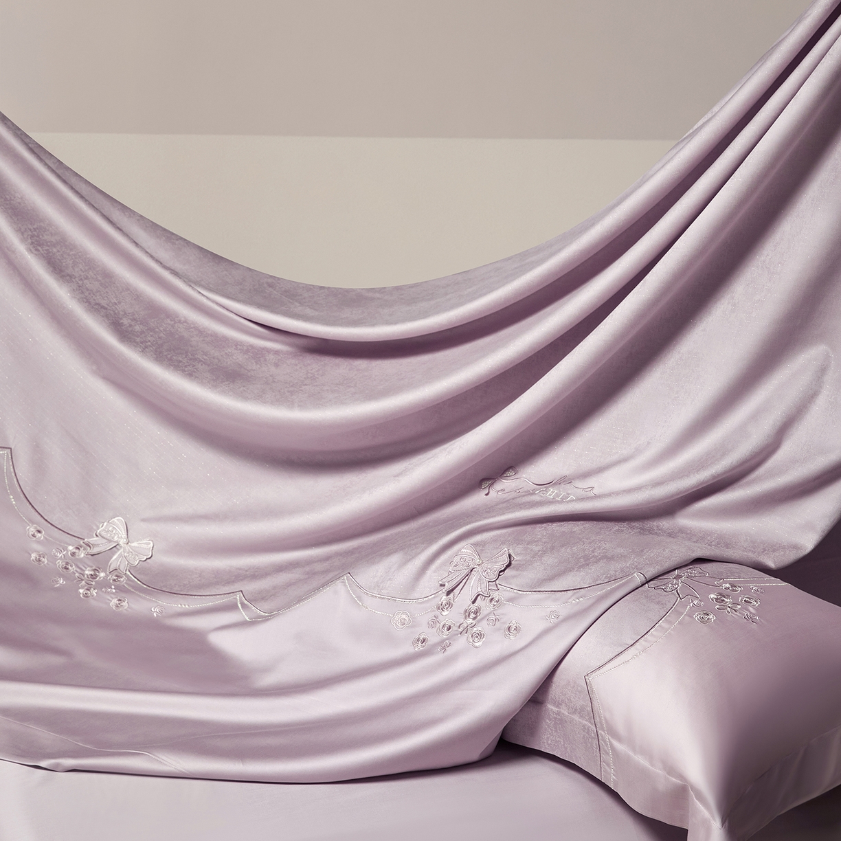 91家纺网 家纺一手货源 找家纺 蒂爵 2026新款天丝棉提花四件套 香芋紫