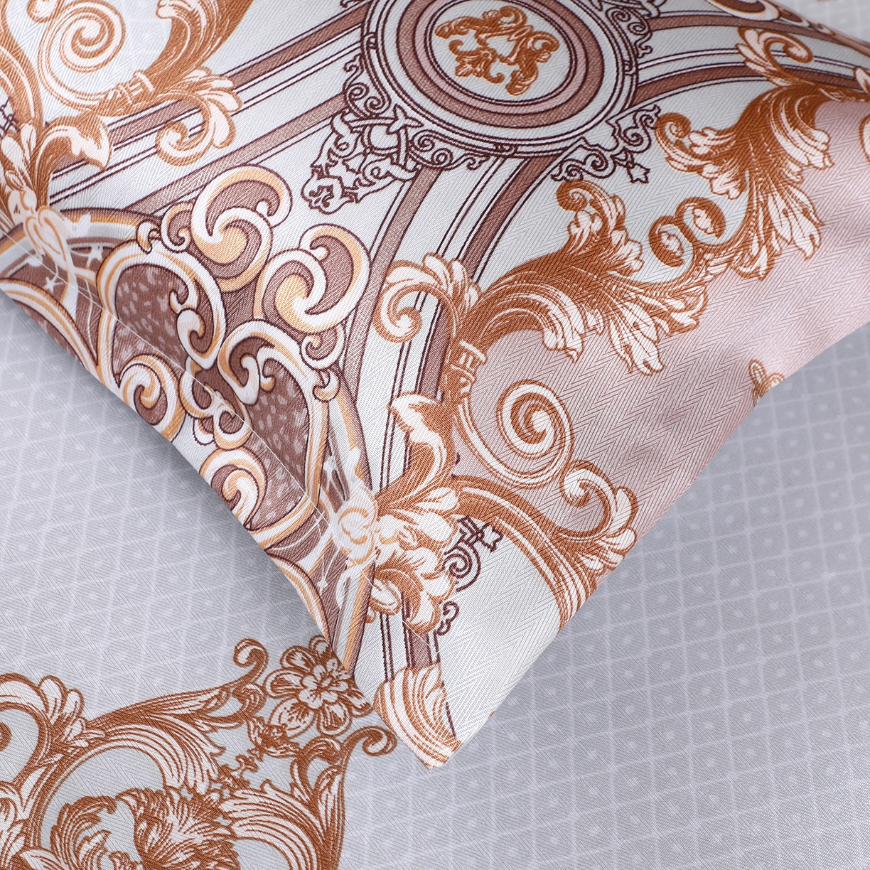 91家纺网 家纺一手货源 找家纺 悦织湾家纺 2026新款印花冰丝席三件套斜纹加厚冰丝凉席套件可机洗可折叠夏凉席子 西欧风情