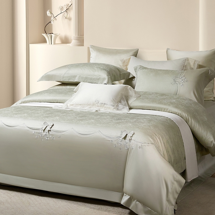 蒂爵 2026新款天丝棉提花四件套 松石绿