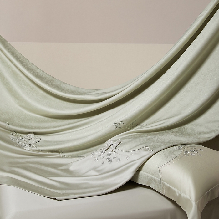 91家纺网 家纺一手货源 找家纺 蒂爵 2026新款天丝棉提花四件套 松石绿