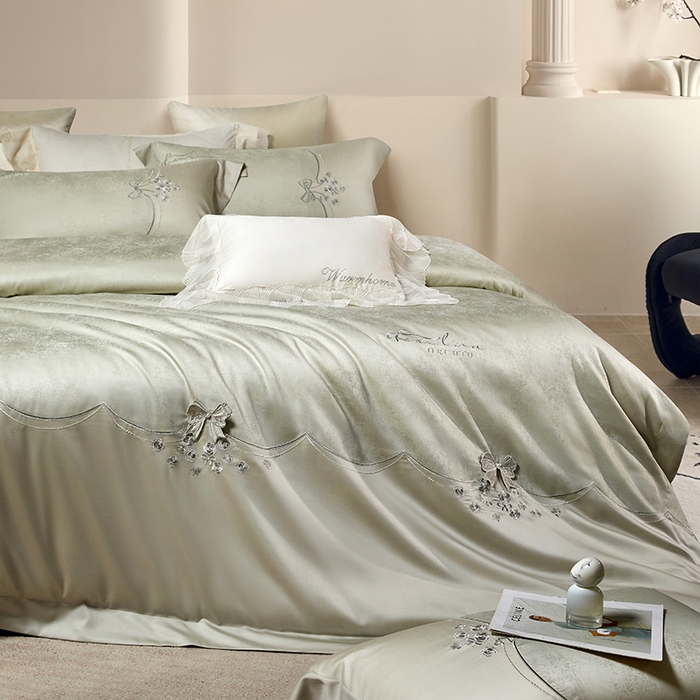 91家纺网 家纺一手货源 找家纺 蒂爵 2026新款天丝棉提花四件套 松石绿