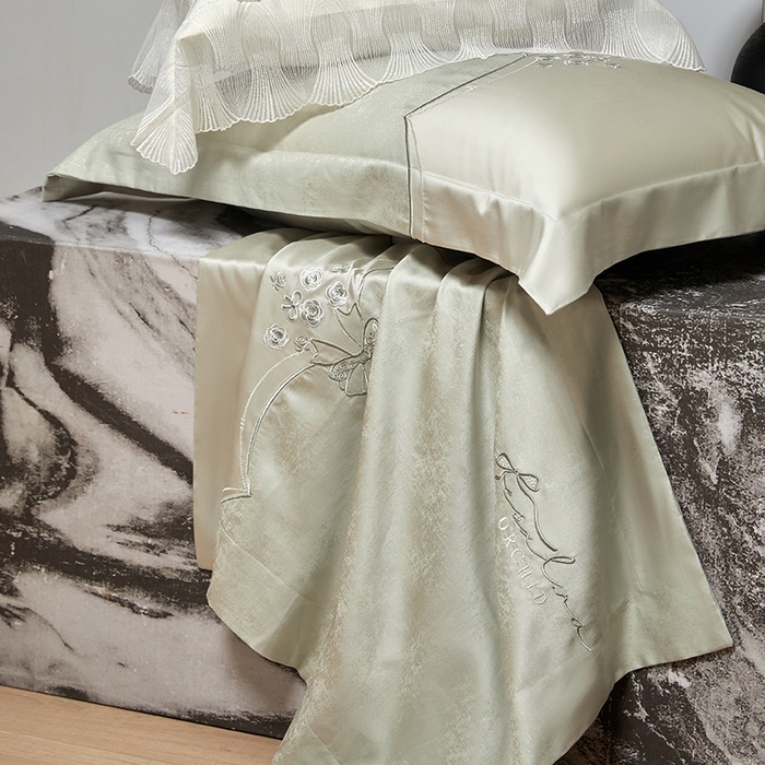 91家纺网 家纺一手货源 找家纺 蒂爵 2026新款天丝棉提花四件套 松石绿