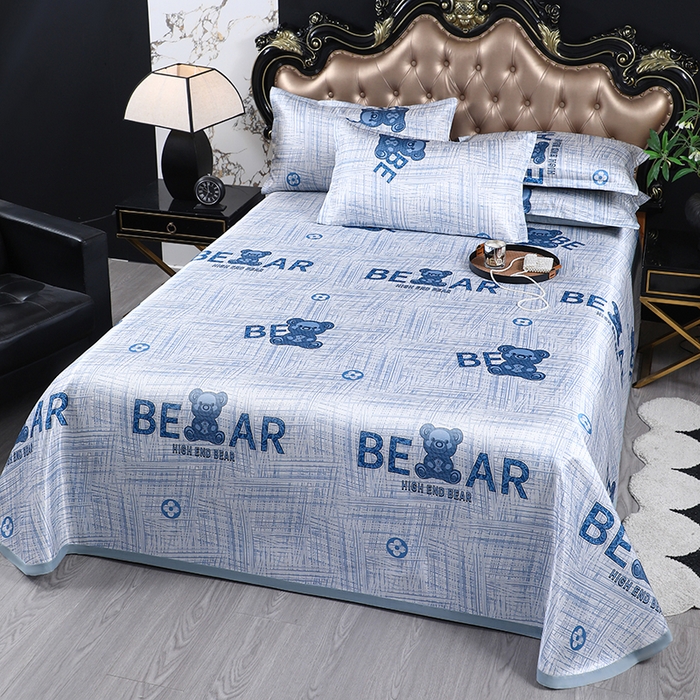 91家纺网 家纺一手货源 找家纺 悦织湾家纺 2026新款印花冰丝席三件套斜纹加厚冰丝凉席套件可机洗可折叠夏凉席子 浪漫小熊