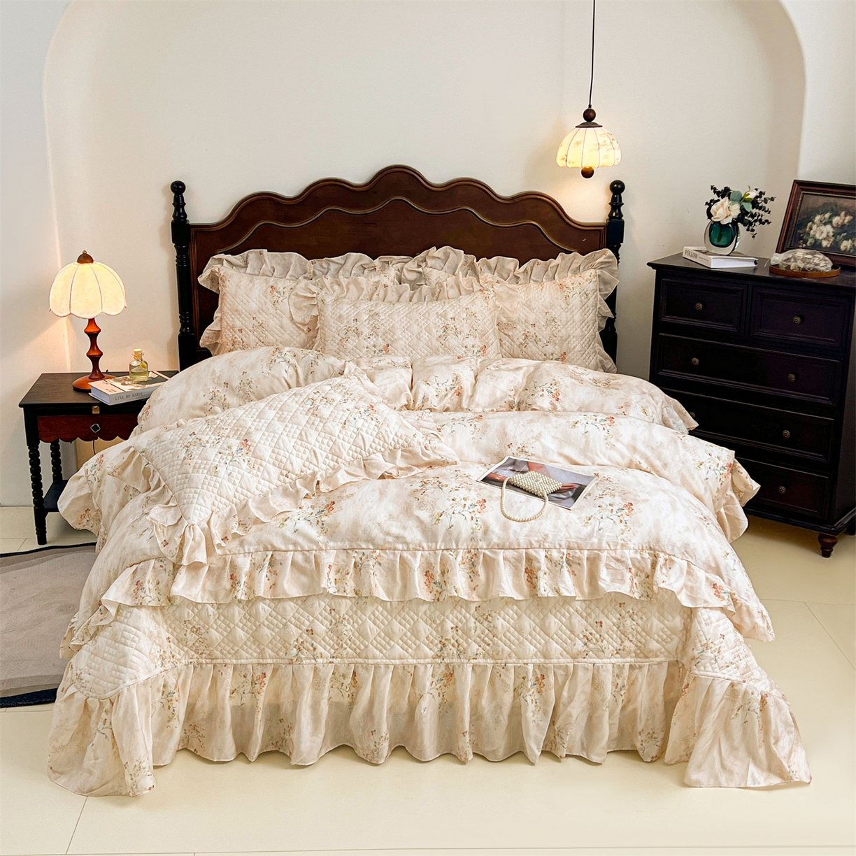 91家纺网 家纺一手货源 找家纺 宜凡 2026新款莱赛尔夹棉床盖四件套单被套 兰枝玉树