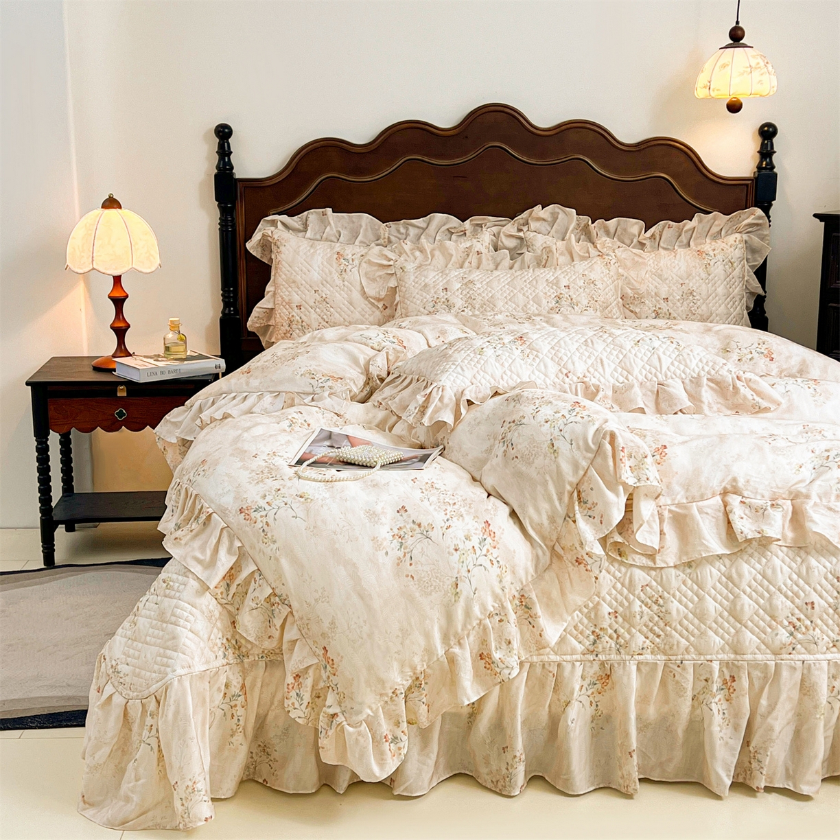 91家纺网 家纺一手货源 找家纺 宜凡 2026新款莱赛尔夹棉床盖四件套单被套 兰枝玉树