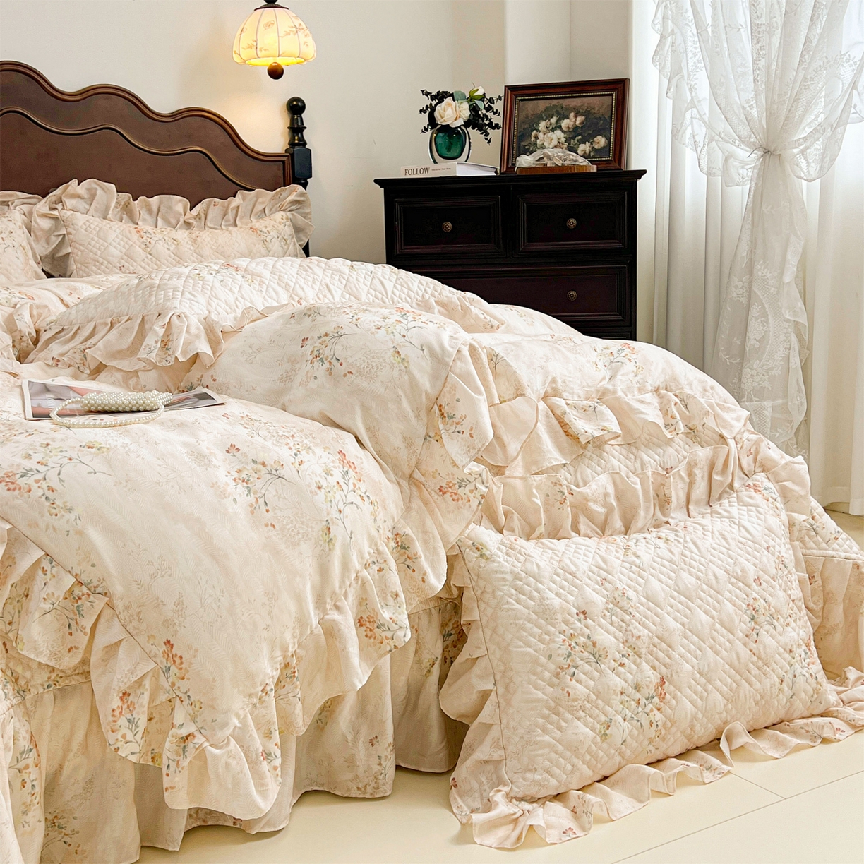 91家纺网 家纺一手货源 找家纺 宜凡 2026新款莱赛尔夹棉床盖四件套单被套 兰枝玉树