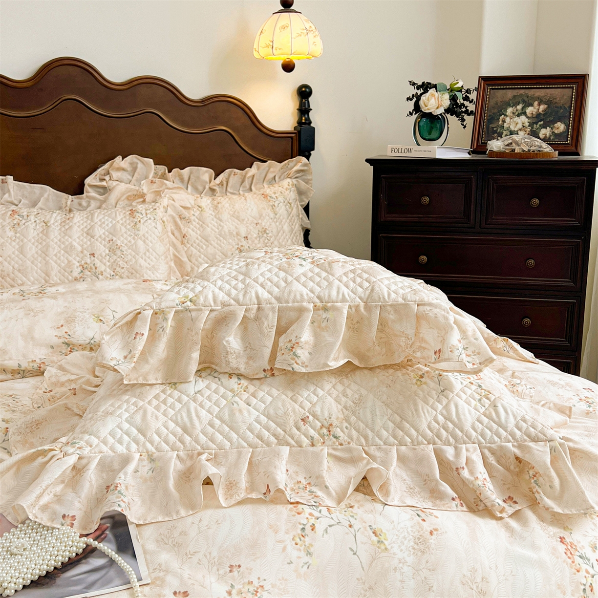 91家纺网 家纺一手货源 找家纺 宜凡 2026新款莱赛尔夹棉床盖四件套单被套 兰枝玉树