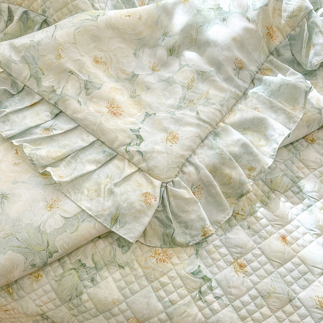 91家纺网 家纺一手货源 找家纺 （总）宜凡 2026新款莱赛尔数码印花夹棉床盖夏被四件套