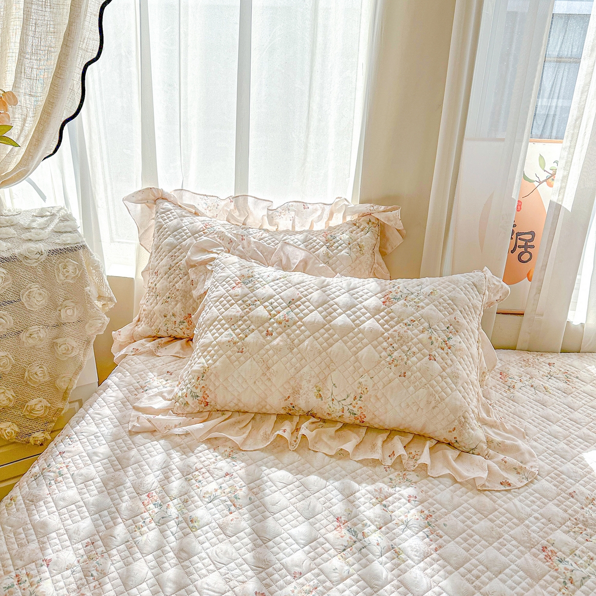 91家纺网 家纺一手货源 找家纺 宜凡 2026新款莱赛尔数码印花夹棉床盖夏被四件套 兰枝玉树