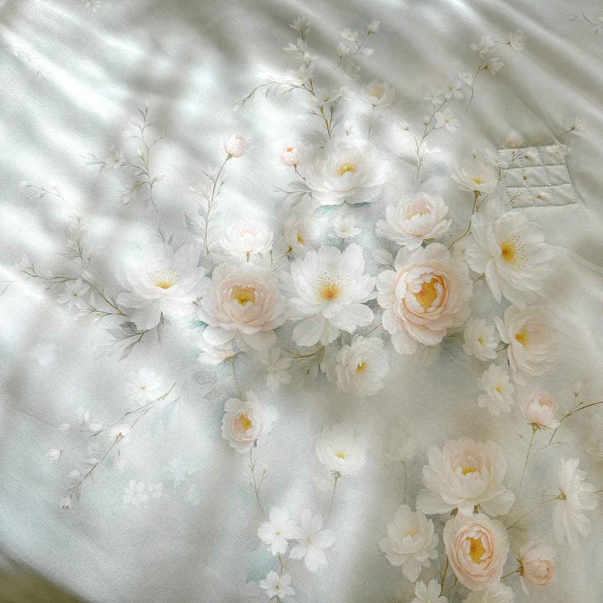 91家纺网 家纺一手货源 找家纺 宜凡 2026新款莱赛尔数码印花夹棉床盖夏被四件套 蓝铃风语